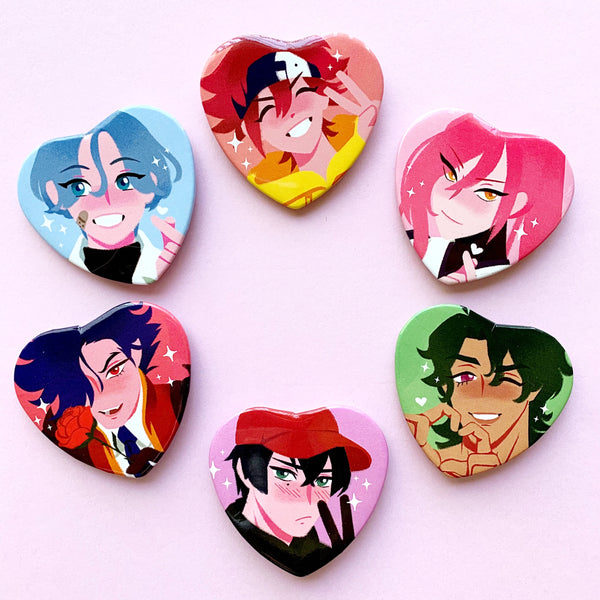 sk8 boys heart buttons