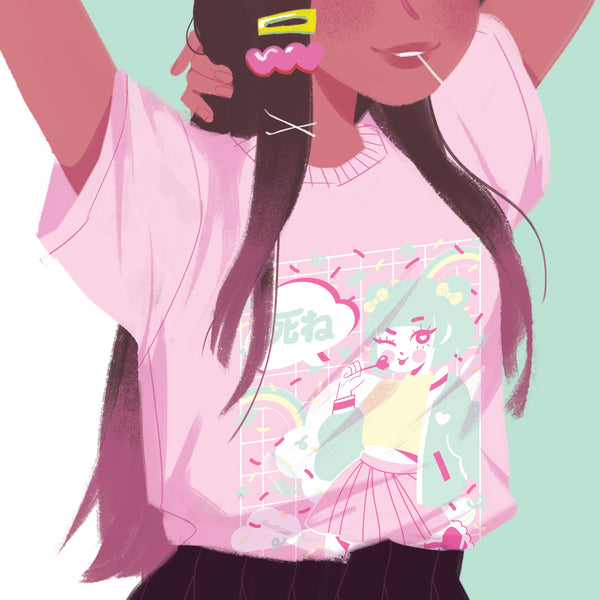 rainbows and sunshine "die!!" tee