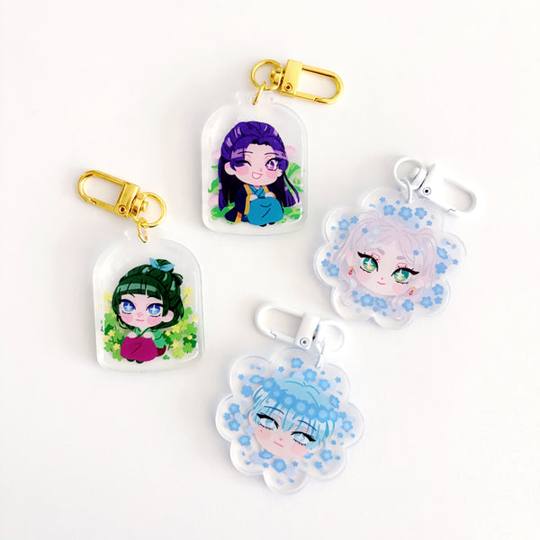 flower and jar charms